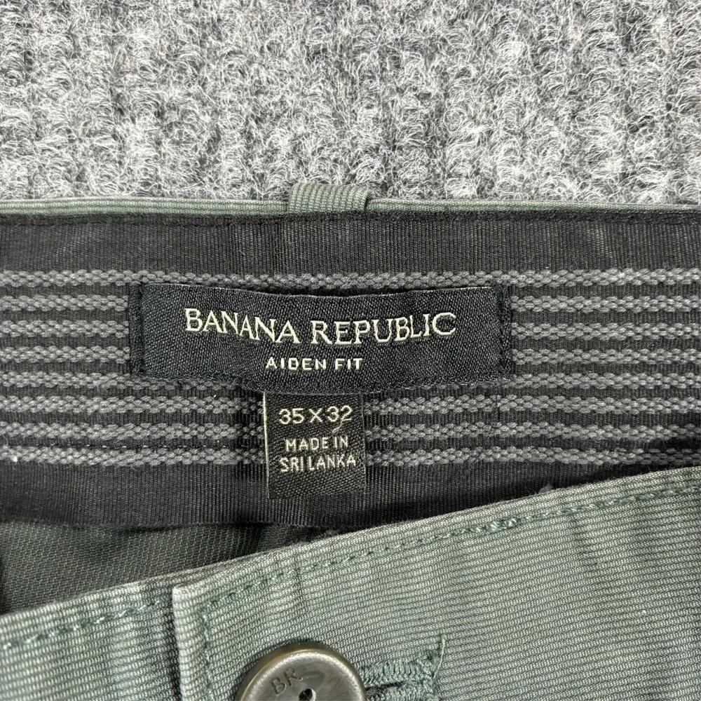Banana Republic Aiden Chino Pants Mens 35x32 Green Slim Fit Casual Stretch